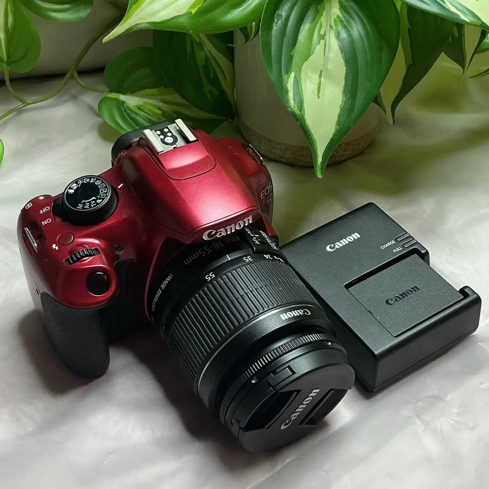 Canon Vibrant Red Digital Camera with Lens and Charger